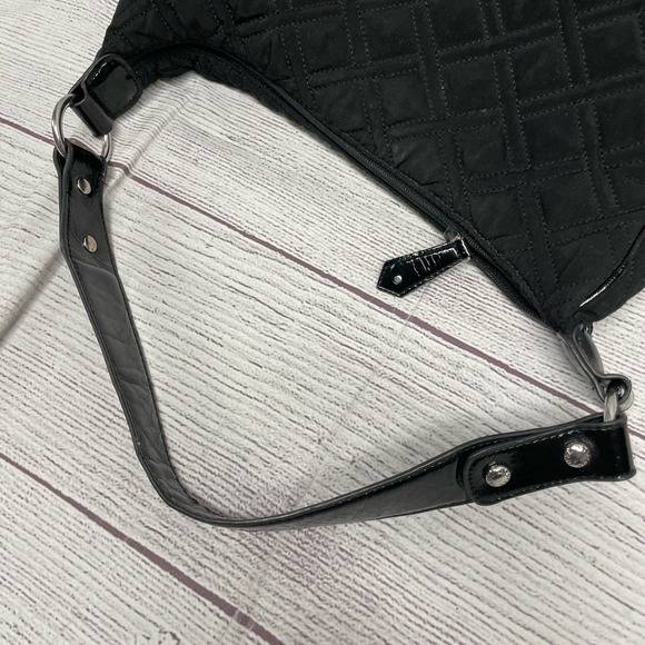 Vera Bradley Black Quilted Microfiber Shoulder Bag with Patented Leather Strap - Picture 8 of 14